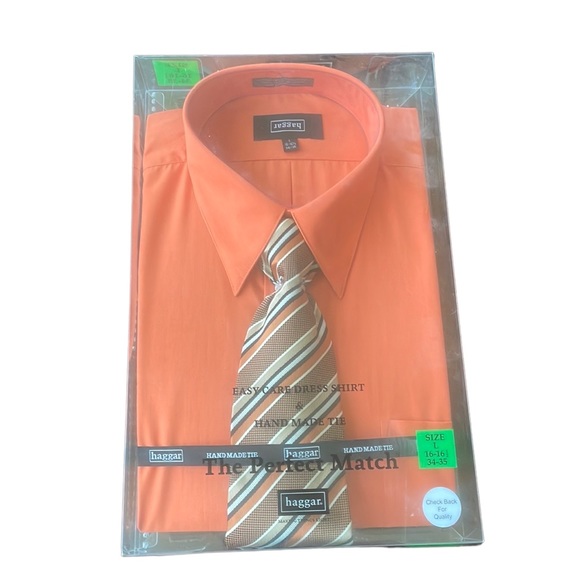 Haggar Other - New Gift Set Haggar Brick Orange Holiday Mens Shirt And Matching Tie Size Large